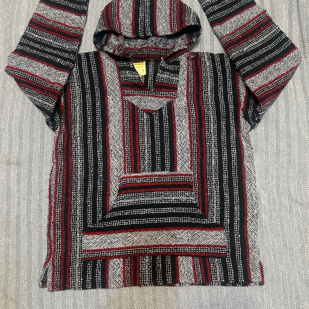 Classic Striped V-Neck Sweater - Black, Red, Gray rug hoodie